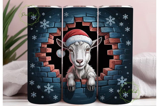 Christmas Goat 20oz Tumbler Wrap Sublimation PixelChick 