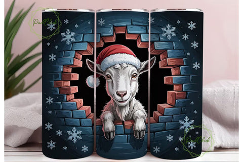 Christmas Goat 20oz Tumbler Wrap Sublimation PixelChick 