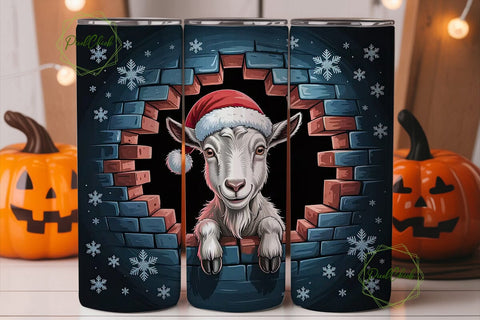 Christmas Goat 20oz Tumbler Wrap Sublimation PixelChick 