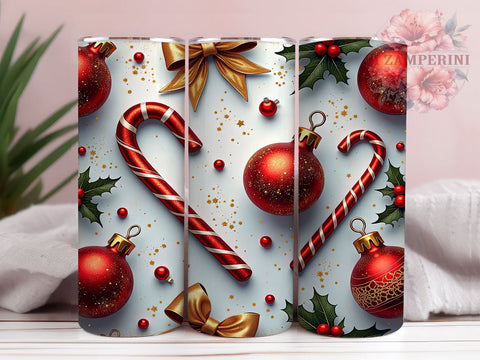 Christmas Gold Red Glitter Festive Tumbler Wrap, 20oz Holiday Drinkware, Festive Tumbler Design, Glitter Sublimation Tumbler, Christmas Gifts, Holiday Decor Tumbler Sublimation Li Zamperini 