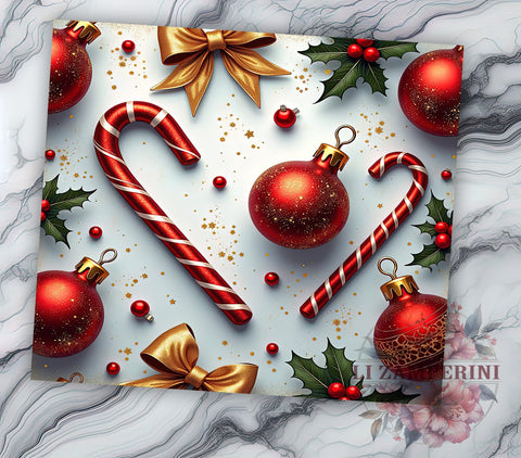 Christmas Gold Red Glitter Festive Tumbler Wrap, 20oz Holiday Drinkware, Festive Tumbler Design, Glitter Sublimation Tumbler, Christmas Gifts, Holiday Decor Tumbler Sublimation Li Zamperini 