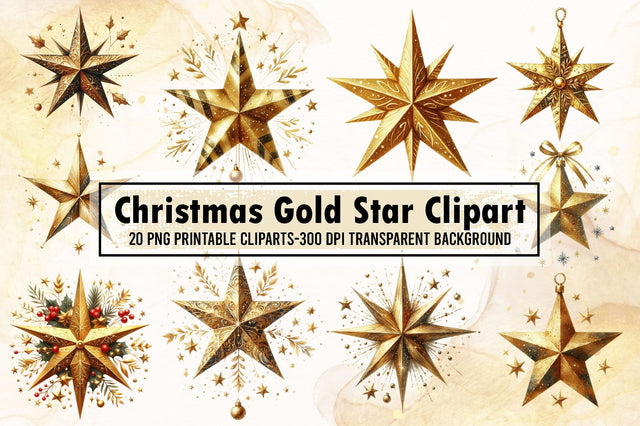 Christmas Gold Star Sublimation Clipart Sublimation designartist 