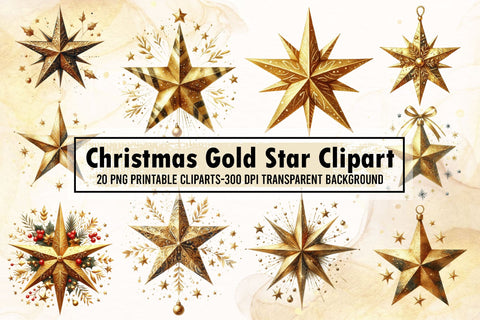 Christmas Gold Star Sublimation Clipart Sublimation designartist 
