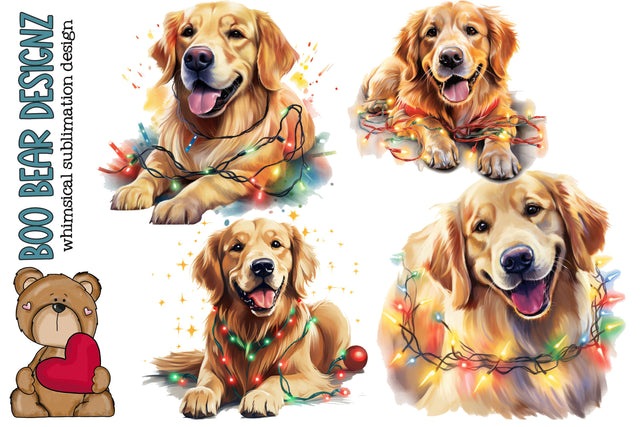 Christmas Golden Retriever Clipart Sublimation Boo Bear Designz 