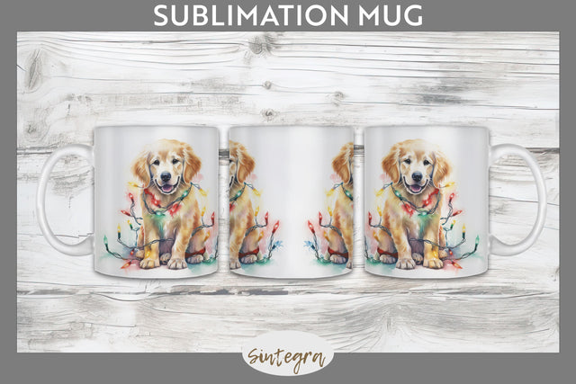 Christmas Golden Retriever Dog Mug Wrap Sublimation Sublimation Sintegra 