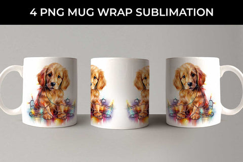 Christmas Golden Retriever Dog PNG Mug Wrap Sublimation Bundle Sublimation Sintegra 