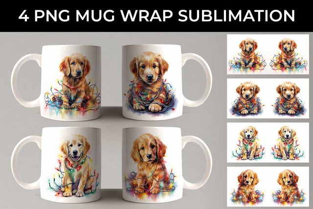 Christmas Golden Retriever Dog PNG Mug Wrap Sublimation Bundle Sublimation Sintegra 