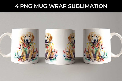 Christmas Golden Retriever Dog PNG Mug Wrap Sublimation Bundle Sublimation Sintegra 