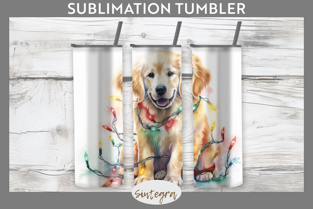 Christmas Golden Retriever Tumbler Sublimation 20 oz Skinny Sublimation Sintegra 
