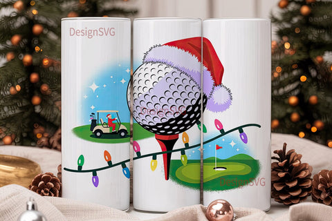 Christmas Golf Tumbler Wrap Sublimation DesignSVG 