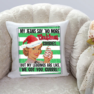 Christmas Goodies Jeans Leggings PNG | Holiday Food Humor | Vintage Pin-Up Girl Festive Baking Quote | VIP Extended Use License Sublimation So Fontsy VIP Design Shop