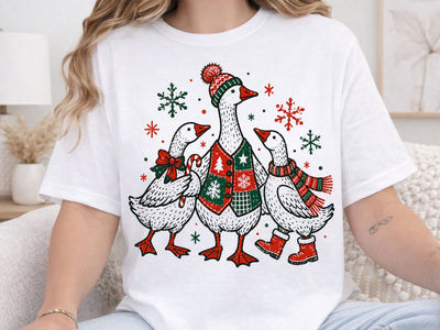 Christmas Goose Family Grunge PNG Design SVG DesignDestine 
