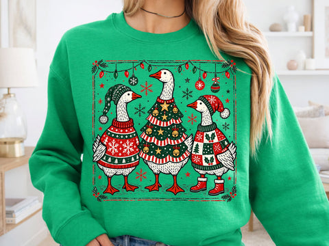 Christmas Goose Family Retro PNG Clipart SVG DesignDestine 