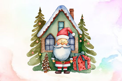 Christmas Grandfather House Watercolor Sublimation designartist 