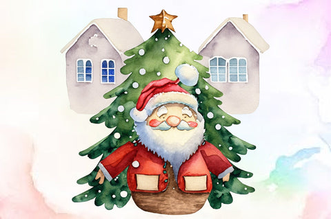 Christmas Grandfather House Watercolor Sublimation designartist 