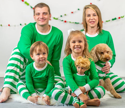 CHRISTMAS: Green and White Striped Collection Pajamas ARB Blanks 