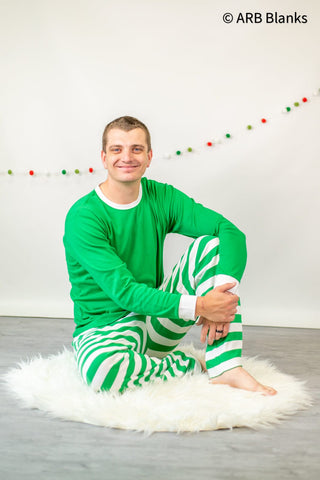 CHRISTMAS: Green and White Striped Collection Pajamas ARB Blanks 
