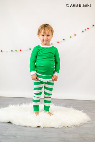 CHRISTMAS: Green and White Striped Collection Pajamas ARB Blanks 