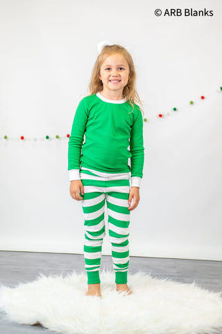 CHRISTMAS: Green and White Striped Collection Pajamas ARB Blanks 