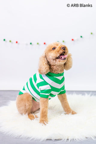 CHRISTMAS: Green and White Striped Collection Pajamas ARB Blanks Dog XS 