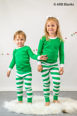CHRISTMAS: Green and White Striped Collection Pajamas ARB Blanks Youth 6m 