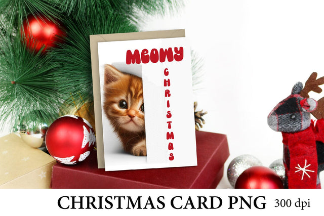Christmas Greeting Card PNG. Cute Kitty PNG Sublimation Olga Terlyanskaya 