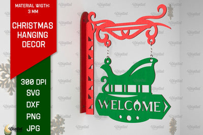Christmas Hanging Decor Laser Cut. Christmas Home Decor SVG SVG Evgenyia Guschina 