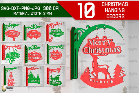 Christmas Hanging Decors Laser Cut Bundle. Xmas Decor SVG SVG Evgenyia Guschina 