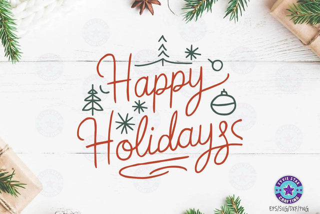 Christmas Happy Holidays SVG Design, Christmas T-shirt Design, SVG FiveStarCrafting 