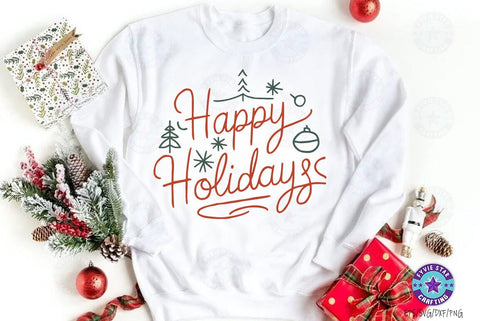 Christmas Happy Holidays SVG Design, Christmas T-shirt Design, SVG FiveStarCrafting 