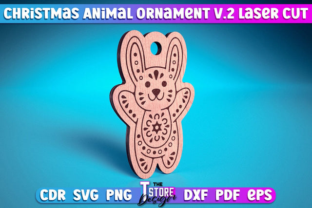 Christmas Hare Ornaments Laser Cut v.2 | Christmas Tree Toy Design | CNC Files SVG The T Store Design 