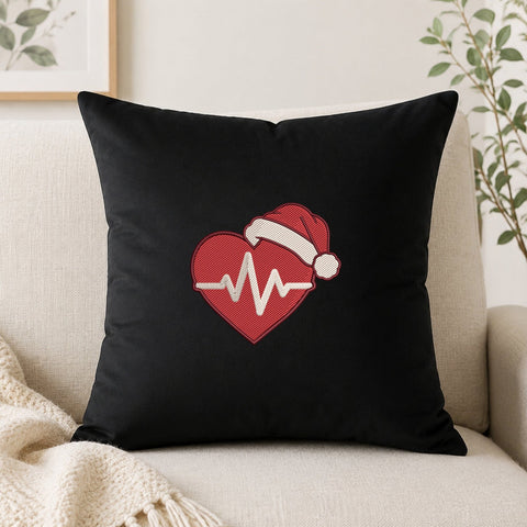 Christmas Heartbeat Embroidery Design – Santa Hat Heart EKG Machine Embroidery File, Nurse Christmas Medical Design Embroidery/Applique DESIGNS PatternFeed8 