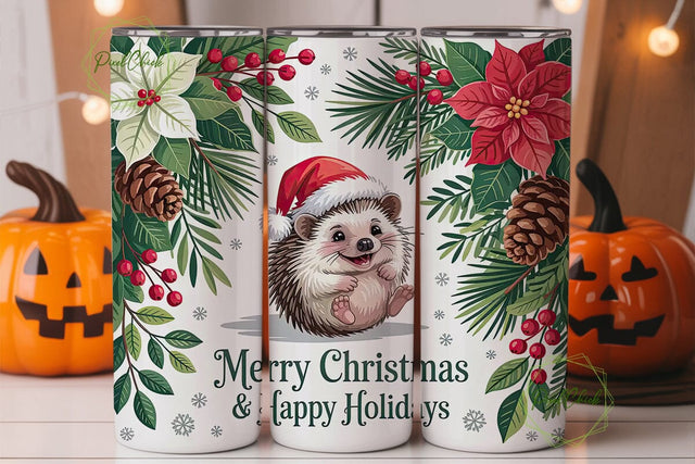 Christmas Hedgehog 20oz Tumbler Design Sublimation PixelChick 