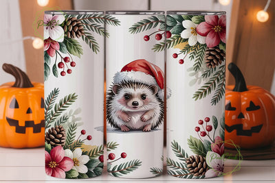 Christmas Hedgehog 20oz Tumbler Design Sublimation PixelChick 