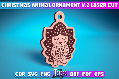 Christmas Hedgehog Ornaments Laser Cut v.2 | Christmas Tree Toy Design | CNC Files SVG The T Store Design 