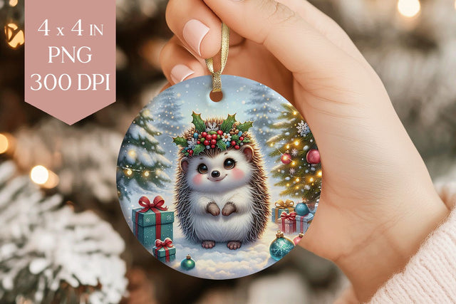 Christmas Hedgehog Sublimation PNG - Cute Animal Ornament Sublimation BijouBay 