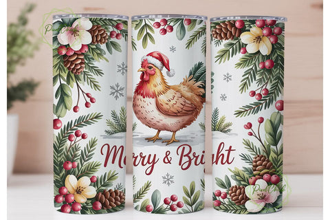 Christmas Hen 20oz Tumbler Wrap Sublimation PixelChick 