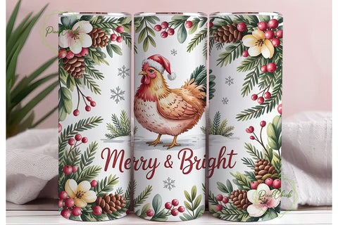 Christmas Hen 20oz Tumbler Wrap Sublimation PixelChick 