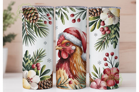 Christmas Hen 20oz Tumbler Wrap Sublimation PixelChick 
