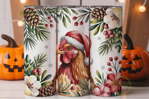 Christmas Hen 20oz Tumbler Wrap Sublimation PixelChick 