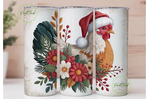 Christmas Hen 20oz Tumbler Wrap Sublimation PixelChick 