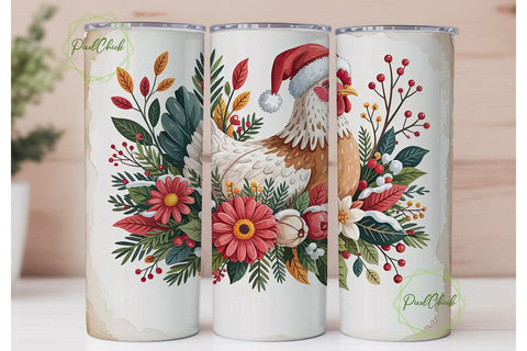 Christmas Hen 20oz Tumbler Wrap Sublimation PixelChick 