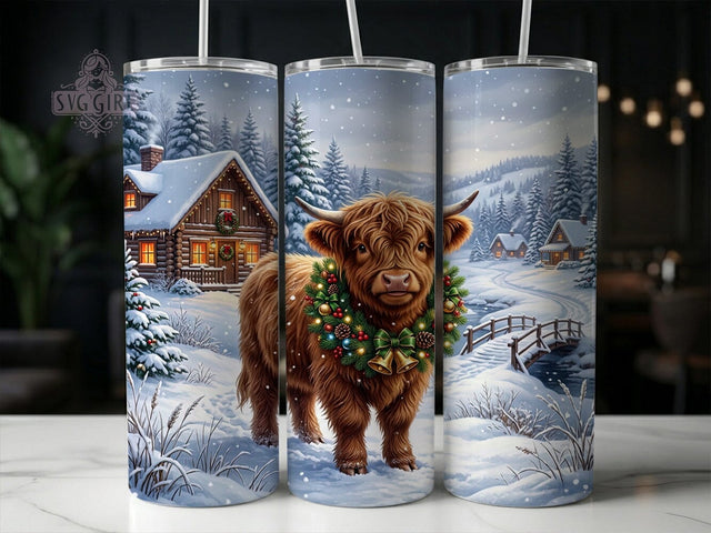 Christmas Highland Calf 20oz Tumbler, Highland Calf Xmas, Christmas Calf, Highland Calf PNG, Calf Tumbler Wrap, Christmas Calf PNG, Calf Tumbler PNG, Holiday Calf PNG Sublimation SvggirlplusArt 