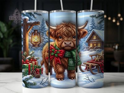 Christmas Highland Calf 20oz Tumbler, Highland Calf Xmas, Christmas Calf, Highland Calf PNG, Calf Tumbler Wrap, Christmas Calf PNG, Calf Tumbler PNG, Holiday Calf PNG Sublimation SvggirlplusArt 