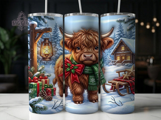 Christmas Highland Calf 20oz Tumbler, Highland Calf Xmas, Christmas Calf, Highland Calf PNG, Calf Tumbler Wrap, Christmas Calf PNG, Calf Tumbler PNG, Holiday Calf PNG Sublimation SvggirlplusArt 