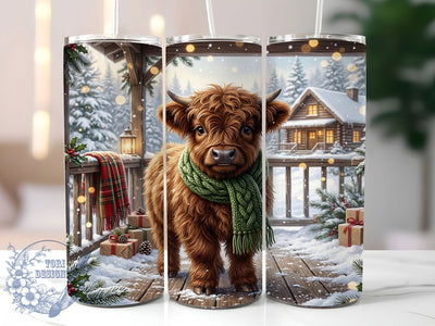 Christmas Highland Calf 20oz Tumbler, Highland Calf Xmas, Christmas Calf, Highland Calf PNG, Calf Tumbler Wrap, Christmas Calf PNG, Calf Tumbler PNG, Holiday Calf PNG Sublimation ToriDesigns 