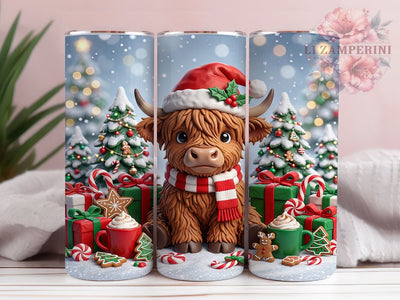 Christmas Highland Calf 20oz Tumbler, Highland Calf Xmas, Christmas Calf, Highland Calf PNG, Calf Tumbler Wrap, Christmas Calf PNG, Calf Tumbler PNG, Holiday Calf PNG Sublimation Li Zamperini 