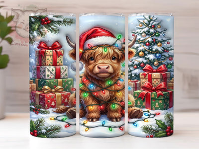 Christmas Highland Calf 20oz Tumbler, Highland Calf Xmas, Christmas Calf, Highland Calf PNG, Calf Tumbler Wrap, Christmas Calf PNG, Calf Tumbler PNG, Holiday Calf PNG Sublimation Lara' s Designs 