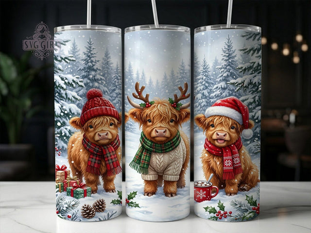 Christmas Highland Calves 20oz Tumbler, Highland Calves Xmas, Christmas Calves, Highland Calf PNG, Calf Tumbler Wrap, Christmas Calf PNG, Calf Tumbler PNG, Holiday Calf PNG Sublimation SvggirlplusArt 