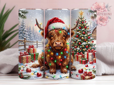 Christmas Highland Cow 20oz Tumbler, Christmas Highland Cow, Highland Cow, Christmas Cow, 20oz Tumbler, Holiday Cow, Cow Tumbler, Tumbler Wrap Sublimation Li Zamperini 